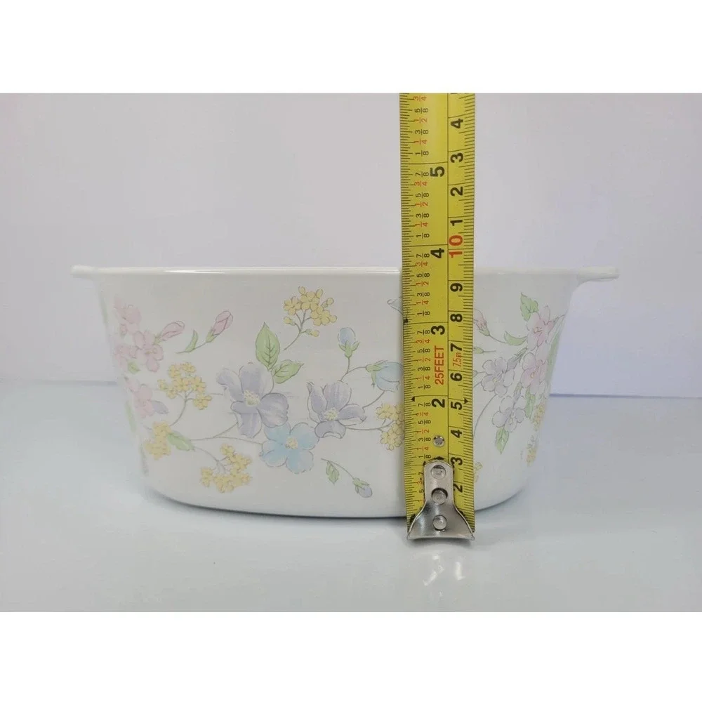 Vintage Corning (A-3-B) 3 Liter Casserole Dish Pastel Bouquet with Lid
